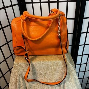 Simply Noelle Vibrant Orange Shoulder Bag with Chain Strap